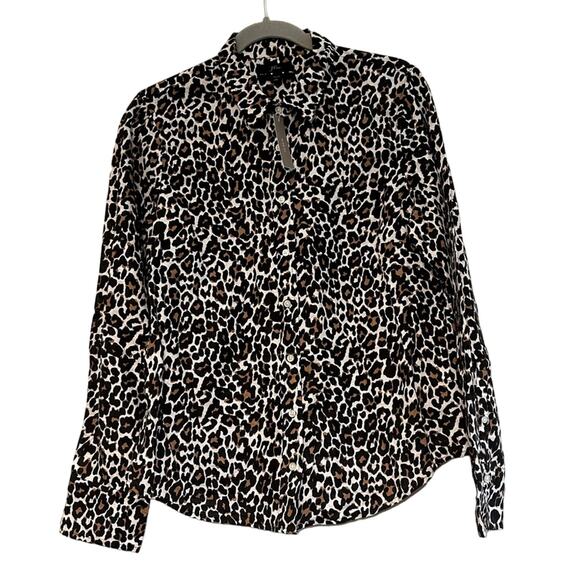 J. Crew Tops - NWT J Crew Womens Button Shirt Leopard Print Linen Blend Slim Fit Size 12